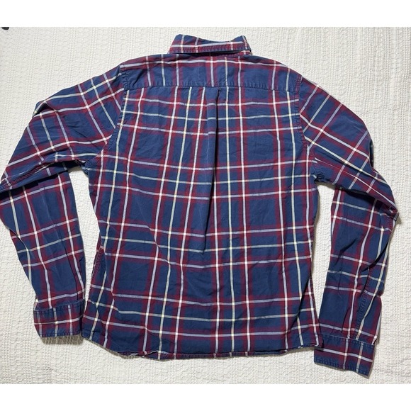 Y2K Abercrombie & Fitch Mens Plaid Button Up Shirt Sz XXL Navy Muscle Fit (B6) - Picture 3 of 8